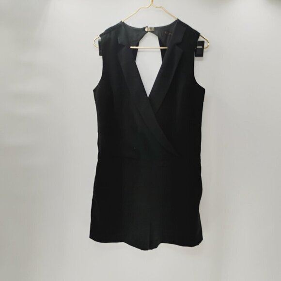ZARA Size M Womens Crossover V-neck Jumpsuit Romper Black open back - Picture 6 of 16